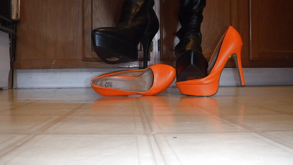 XXX Working over Orange Platform Heels fm MrMessyshoes p2