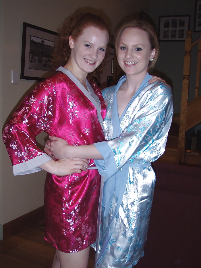 XXX 2 or more girls in Satin robe or Kimono