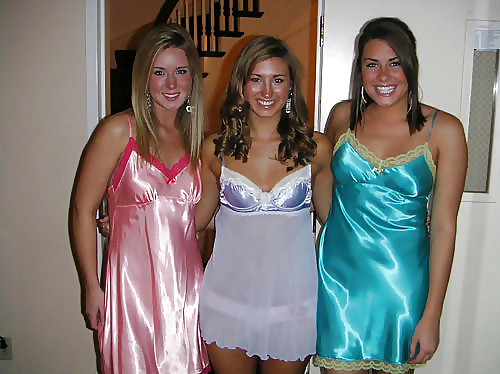 XXX 2 or more girls in Satin Nighties