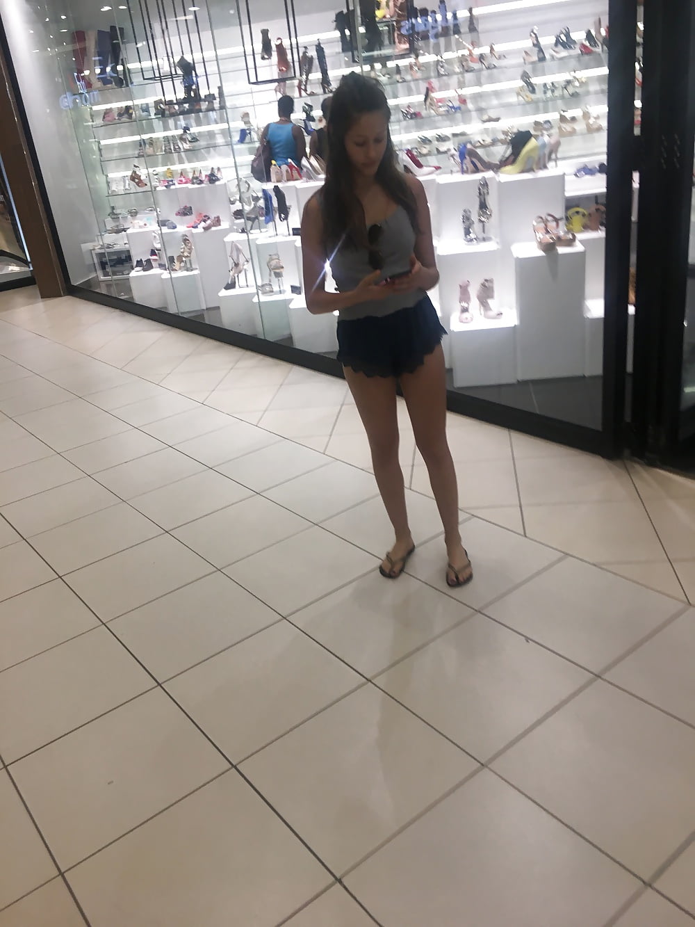 XXX Hot teen mall slut in tiny shorts and not her mom