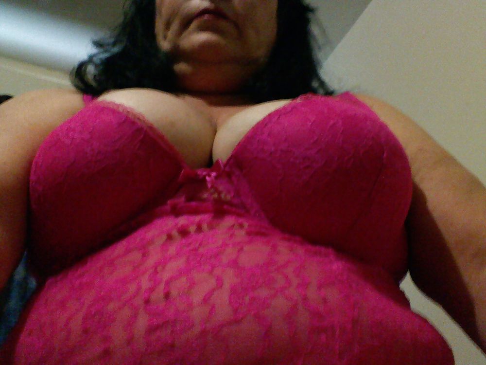 XXX Chunky Gal in white thigh highs and hot pink lingerie