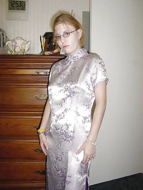 XXX Single Western girl in Satin Cheongsam