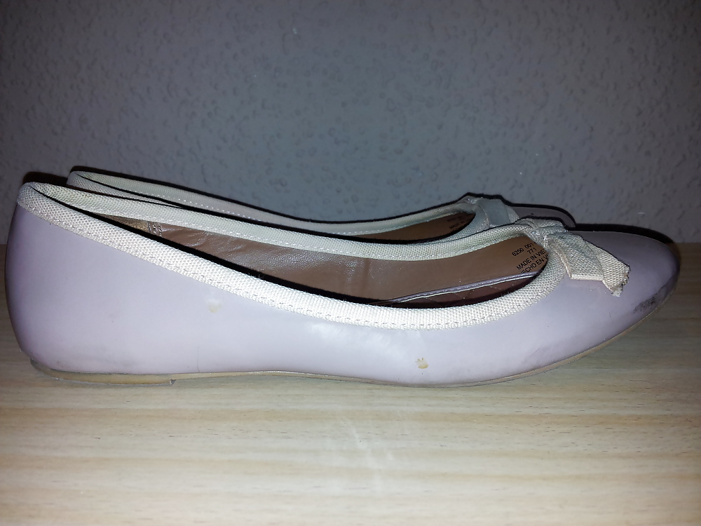 XXX Wifes well worn nude lack Ballerinas flats shoes2