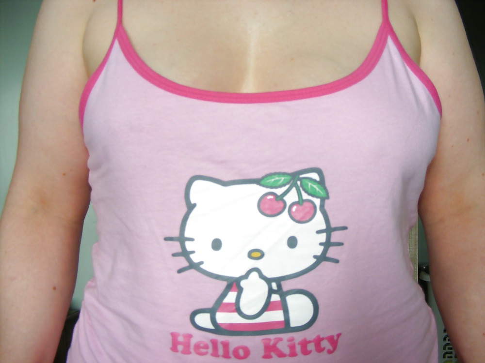 XXX Slut in pink heels, in and out of Hello Kitty pyjamas