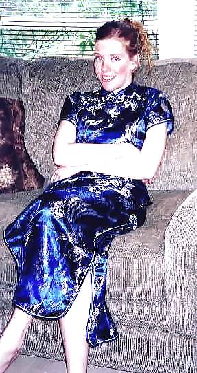 XXX Single Western girl in Satin Cheongsam