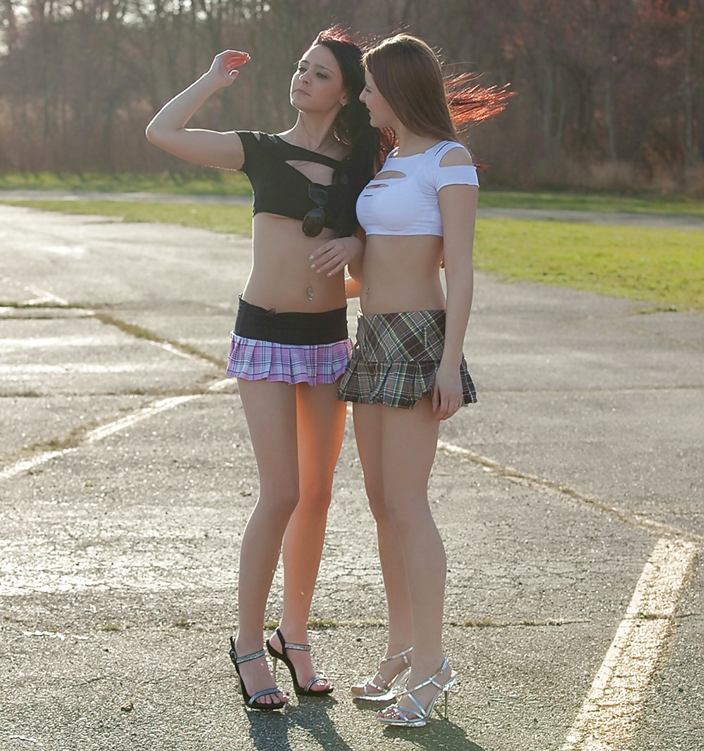 XXX Micro Skirt teens out for a walk