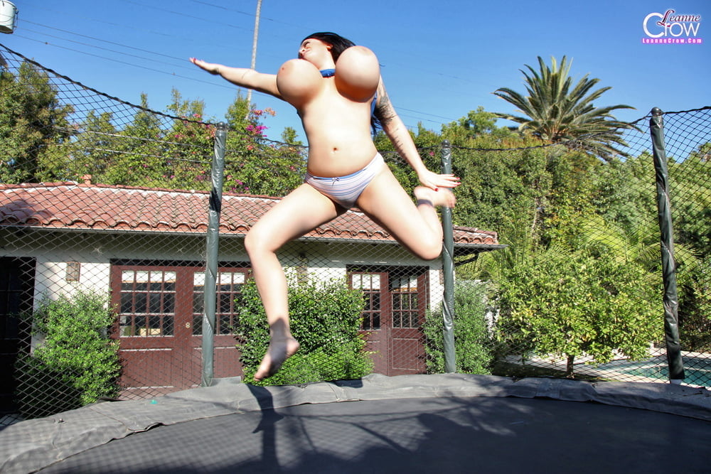 Big tits bikini babe brooke wylde bounces on a trampoline hot photo.