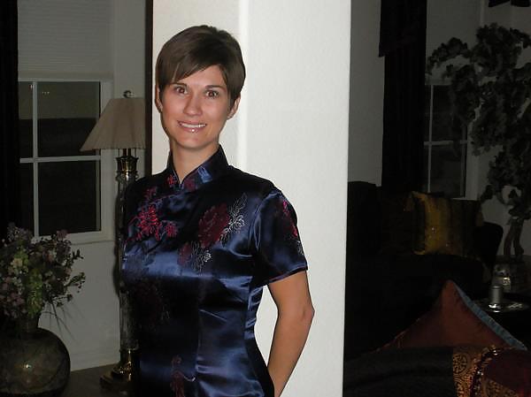 XXX Single Western girl in Satin Cheongsam