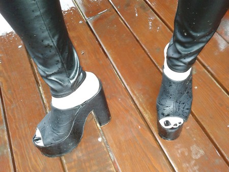 my black platform mules