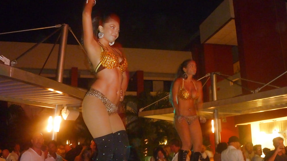 XXX dancing in tan fishnet and pantyhose