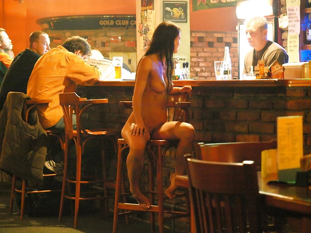 Waitress pussy rubbed in bar