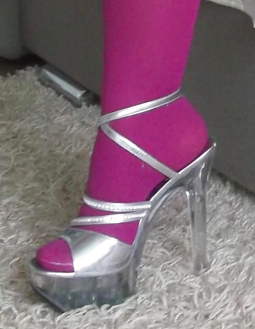 XXX wife high heels, stocking, nylon, legs
