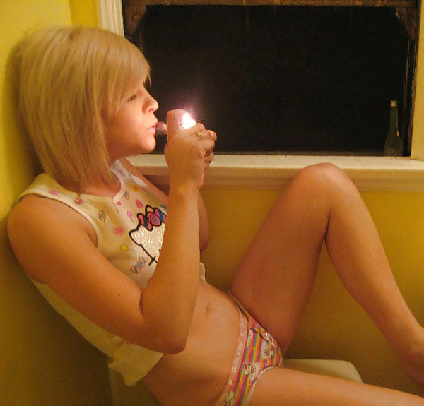 XXX Blonde teen Smoking