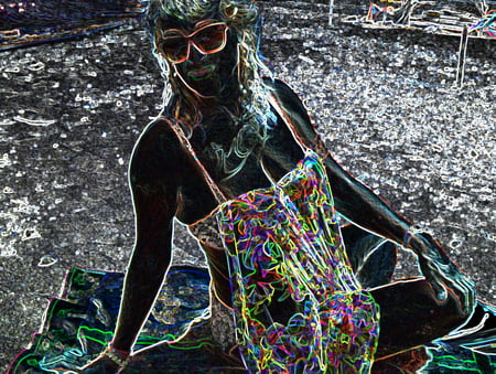 luminous contours of legs heels and ass         