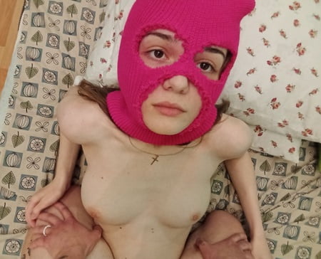 cute girl in balaclava mask         