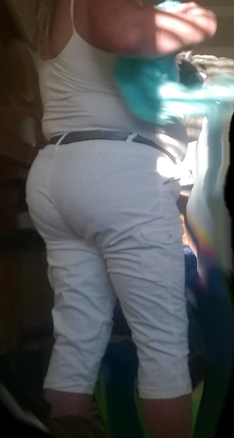 Candid Big Butt Panties In See Through Pants 4 Pics