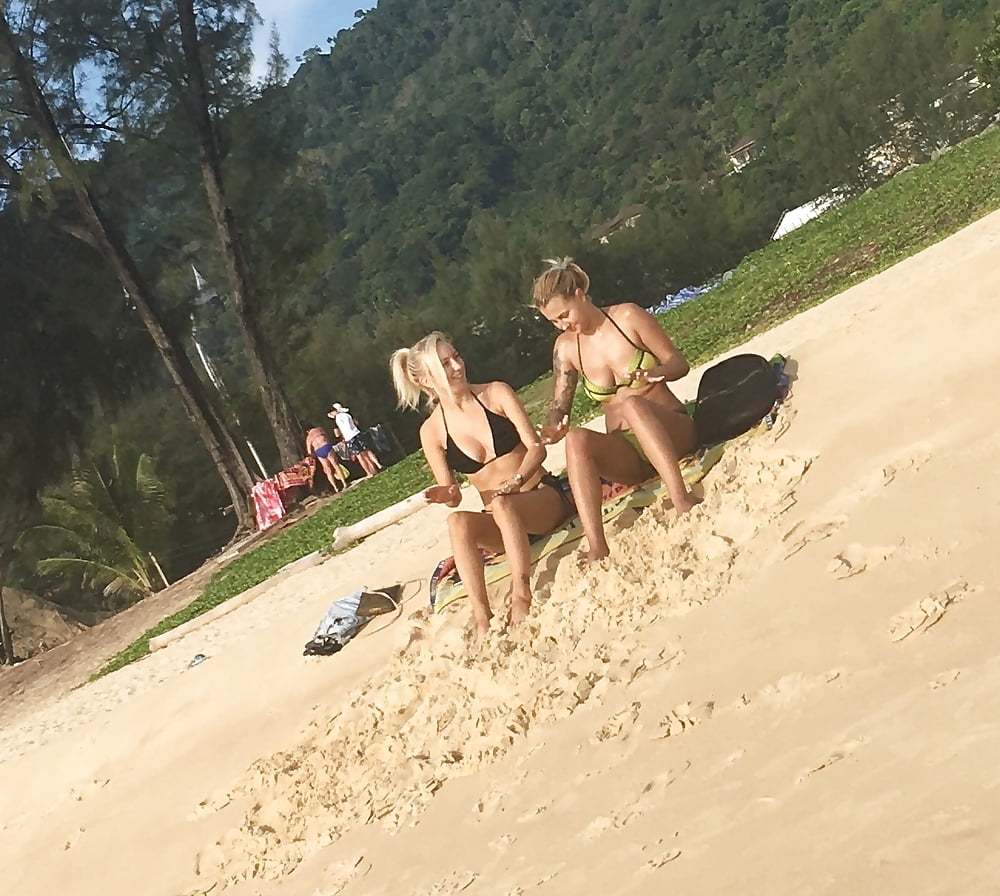 XXX 2 blonde sluts with big tits in bikinis