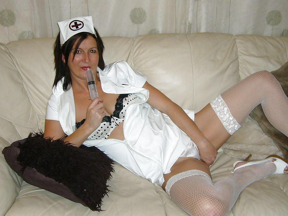 XXX UK Milf in PVC Nurses Outfit 2