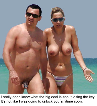 See and Save As caged cuckold at beach porn pict pic
