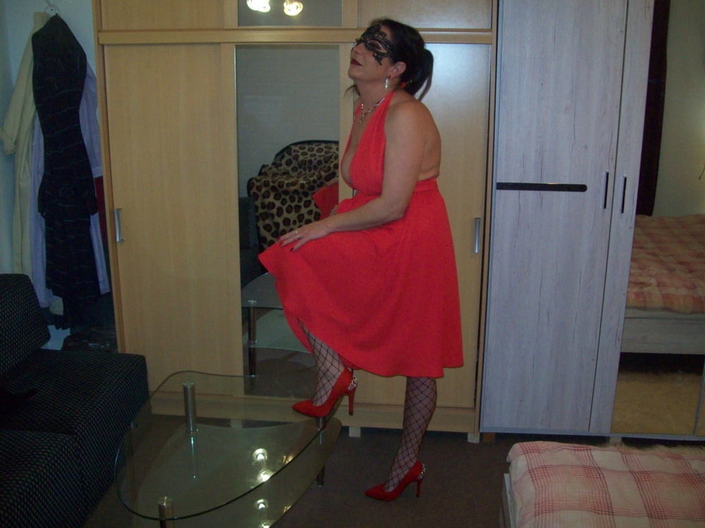 High heels and red dress by Wildcat - 58 Pics 
