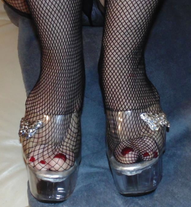 XXX wife high heels, stocking, nylon, legs