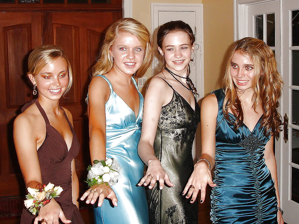 XXX 2 or more girls in Satin Prom dresses