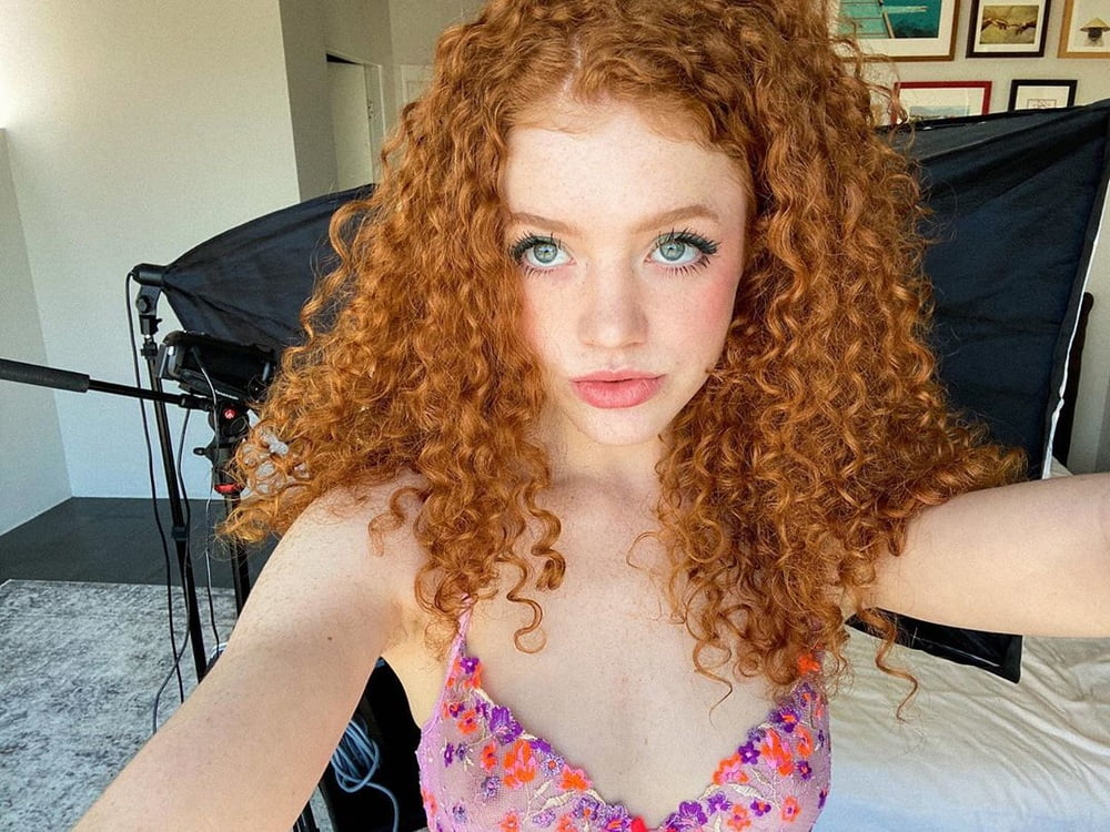 Screaming lingerie curly redhead