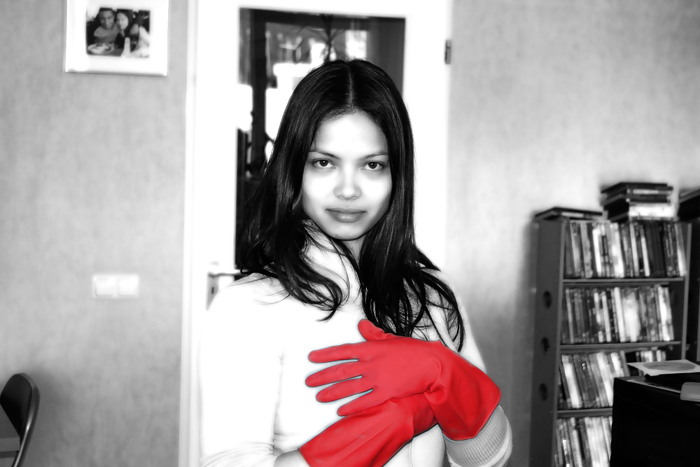 XXX Asian in Red Rubber Gloves