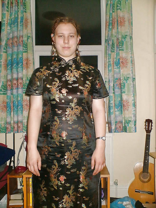 XXX Single Western girl in Satin Cheongsam