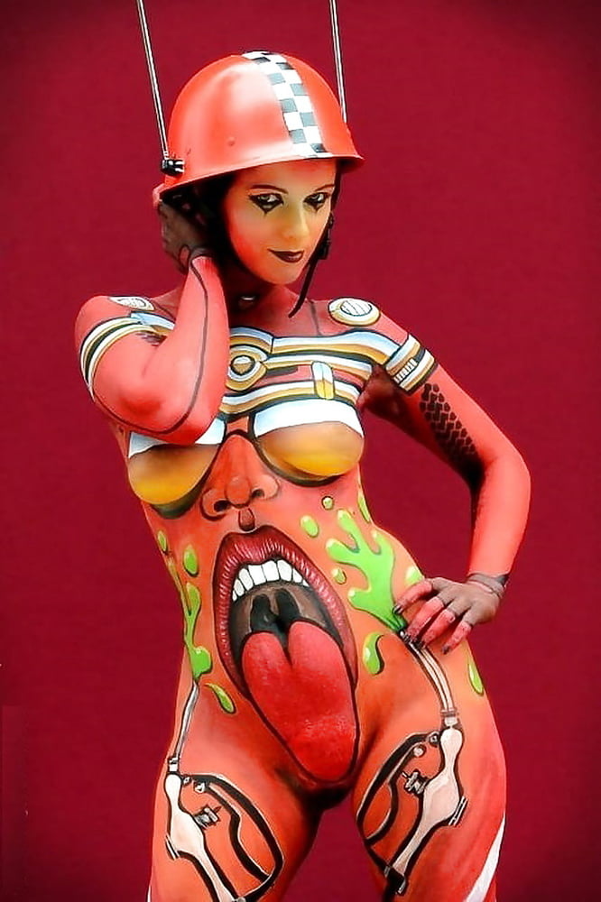 Big tits nude in body paint