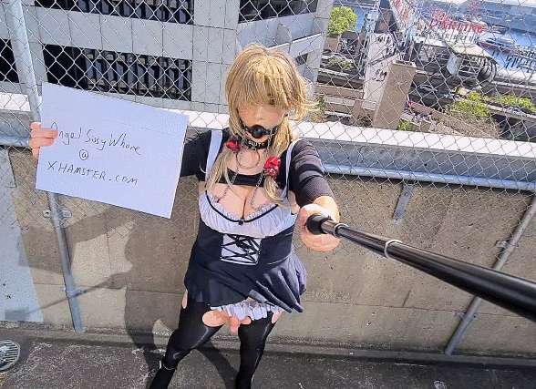 Sissy maid flashing in the city #20
