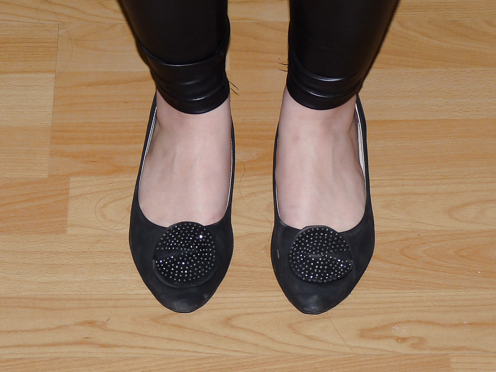 XXX Wifes sexy black leather ballerina ballet flats shoes 2